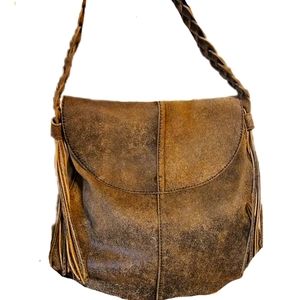 PASION ARGENTINA Dist. Olive Brn Tassel Satchel LG. Handbag